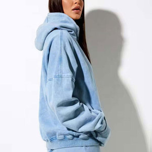Women Solid Color Hooded Sweatshirt <b>Set</b> Casual Loose Fit Full Length Acid Washed Autumn Streetwear Tracksuits - Product Image 2