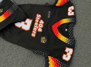 Ensemble d'uniformes de football américain Rexfit personnalisés, maillot sans manches à col en V sublimé, pantalon respirant et ajusté pour hommes adultes - Product Image 4