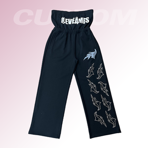 Black Embroidered Wide Leg Sweatpants Men Women Y2K Streetwear Baggy Joggers Oversized Graphic Loose Fit Casual Trousers - Product Image 1