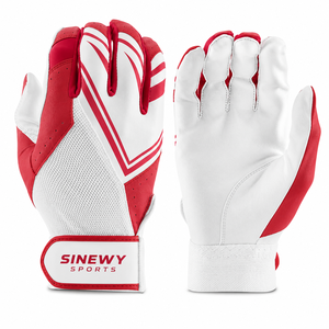 Gants de frappe personnalisés en cuir rouge et blanc, tissés, durables, à séchage rapide, respirants, avec fermeture auto-agrippante, pour main droite/gauche - Product Image 1