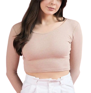 Wholesale Women Knitted Casual Short Cotton <b>Crop</b> <b>Tops</b> Premium Quality Breathable Long Sleeve Sexy Tight Fitted Custom Logo OEM - Product Image 6