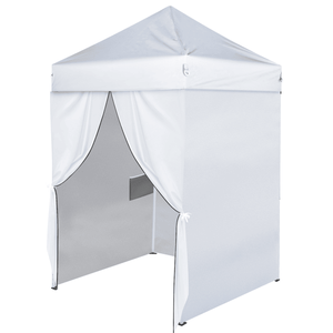 Gazebo Moderno 5x5FT per Esterni con 4 Pareti Laterali in Tessuto Bianco e Pali in Alluminio/Metallo Impermeabile per Arredamento da Giardino - Product Image 1
