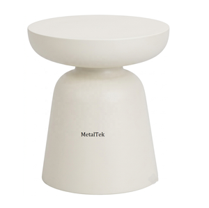Table d'appoint ronde en métal blanc mat de style nordique, table basse champignon, table de chevet, mobilier pour projets de villas et hôtels - Product Image 2