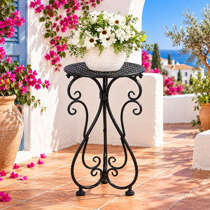 Support de plante en métal noir, 17 pouces de haut, résistant à la rouille, support de pot de fleurs en fer, pour intérieur et extérieur, patio, véranda, balcon, décoration de jardin - Product Image 5