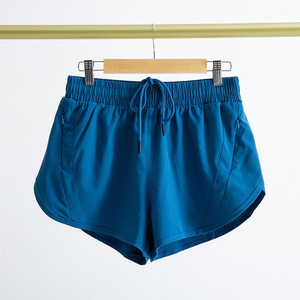 Nouveau design – Short en polyester tricoté bleu pour femme, taille élastique, cordon de serrage, poches, blocs de couleur, coupe décontractée, séchage rapide - Product Image 1