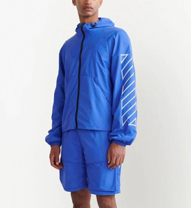 Men's Wholesale Windbreaker Shorts Set For Men 100% <b>Polyester</b> Custom Color Jogging Wear Zip-Up Windbreaker Short Set - Product Image 2