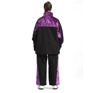 Traje de Esquí Unisex con Bloques de Color Morado y Negro, Chaqueta y Pantalones Impermeables y Aislantes, Cuello Alto, Cierre de Cremallera, Trajes para Adultos - Product Image 2