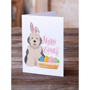 Old English Sheepdog Whimsical <b>Easter</b> Greeting <b>Cards</b> <b>Pack</b> of 8 A7 Size 5x7 Blank Note <b>Cards</b> with Envelopes - Product Image 2