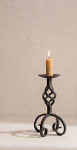 Support de bougie vintage en fer noir torsadé, finition antique classique, candélabre décoratif de table - Product Image 2
