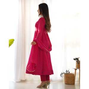 PURE SOFT FOX GEORGETTE LAHERIYA IMPRESIÓN DE ROSA DE 2017 - Product Image 6