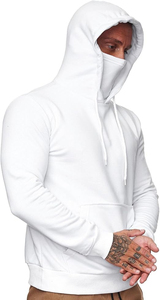 Sweat à capuche ninja zippé en molleton épais de coton personnalisé pour homme, coupe régulière, avec masque intégré, brodé, teint uni, respirant - Product Image 1
