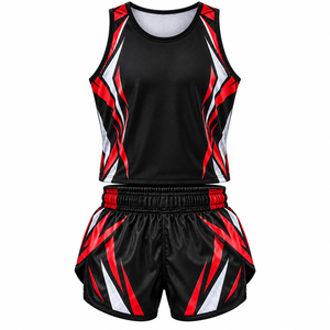 Conjunto Deportivo de Verano para Hombre, Camiseta sin Mangas y Pantalones Cortos Reversibles con Estampado Sólido en Negro y Rojo, 2 Piezas - Product Image 5