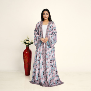 Abaya Larga de Chifón Estampado con Shrug para Mujer, Cárdigan Árabe Abierto por Delante, Ropa Islámica Modesta para Oración, ODM Ramadán y Eid - Product Image 1