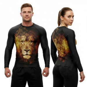 Chemises de compression multi-usages en polyester et élasthanne pour la natation, décontractées, sportives, à manches longues, sublimées, pour activités intérieures - Product Image 3