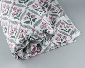 Tela de algodón al por mayor de alta calidad, estampado personalizado, sandía, rosa, alcachofa, algas marinas, verde, indio, Floral, bloque de mano, tela impresa - Product Image 3