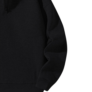 Quarter <b>Zip</b> <b>Hooded</b> Sweatshirt Custom Embroidered Hoodie Premium Cotton Fleece OEM ODM Bulk Clothing Manufacturer Custom Hoodies - Product Image 2
