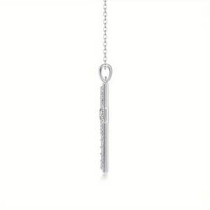 Collier pendentif croix en diamant de luxe en or blanc, élégant collier croix en diamant pour femmes et hommes, cadeau d'anniversaire ou de baptême - Product Image 5