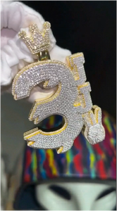 Colgante de Letra con Corte Redondo de Moissanita, Chapado en Oro de Dos Tonos, Plata de Ley 925, Joyería Hip Hop, Regalo de Alta Gama - Product Image 3