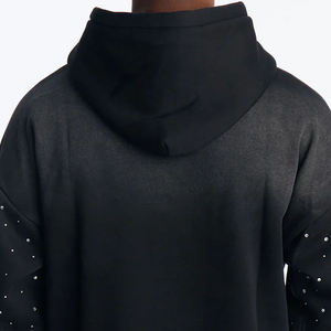 Survêtement à capuche noir pour homme avec strass, taille élastique et poches latérales, style décontracté, pantalon de survêtement long pour l'automne - Product Image 4