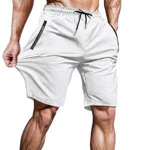 Men's Solid Blue Quick Dry Board <b>Shorts</b> With <b>Zipper</b> Pockets Drawstring Waist Casual Fitness Bermuda <b>Shorts</b> - Product Image 3