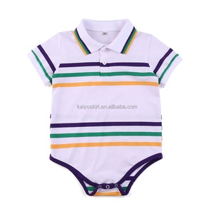 NUEVO 2024 Mardi Gras ropa para niños algodón a rayas bebé niñas vestido niños polos mameluco conjuntos - Product Image 4