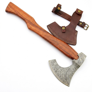 Tête de hache artisanale en acier Damas avec manche en bois et étui en cuir - Qualité industrielle DIY, disponible en ODM/OEM, lame de 5,5 pouces, 3 lb - Product Image 1