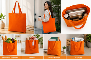 Sac fourre-tout en toile de style minimaliste uni AMANI avec bandoulière, pour toutes les saisons, shopping et voyages - Product Image 3