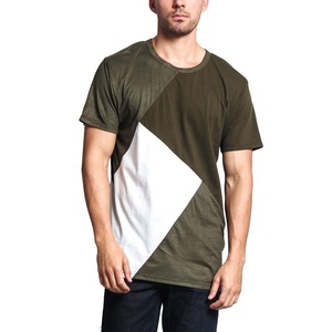 Men's Color Blocked <b>Geometric</b> Pattern Short Sleeve O-Neck T-<b>Shirt</b> Regular Fit Casual Knitted Fabric - Product Image 6