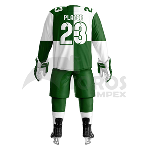 Maillot de hockey sur glace personnalisé pour homme, vert et blanc, impression par sublimation, kit uniforme respirant, vêtements de sport pour adulte - Product Image 2