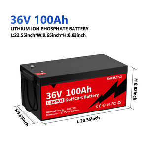 Batterie de chariot de golf LiFePO4 36V 100Ah, batterie lithium-fer-phosphate à décharge profonde 4032Wh pour camping-car, marine et stockage d'énergie - Product Image 1