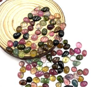 Tourmaline naturelle multicolore, formes variées, cabochons, pierres précieuses en vrac, 5-9 mm, certifiées IGI, haute qualité, Gemworldjaipur, pour bijoux - Product Image 1