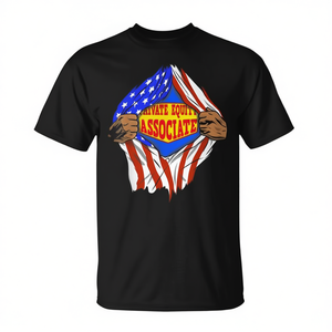 Camiseta Hero de la marca Private Equity Associate para adultos, unisex, negra, con cuello redondo, manga corta, estampada en serigrafía - Product Image 2