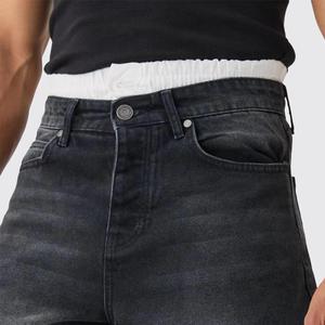 Shorts en jean amples style Hip Hop pour hommes, streetwear, design personnalisé, en denim épais - Product Image 3