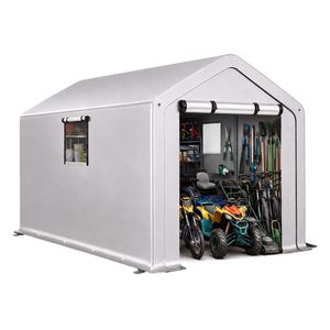 Capanno da Giardino in Metallo Resistente 8x10 FT, Tenda per Biciclette da Esterno con 2 Finestre Avvolgibili per Uso in Giardino - Product Image 1