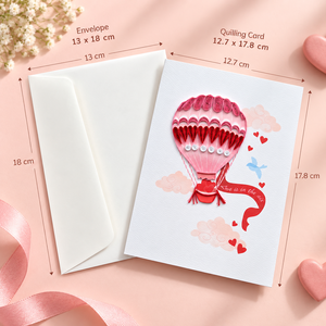 การ์ดแฮนด์เมดรูปบอลลูนลมร้อนสุดโรแมนติก ขายส่ง รับผลิตแบบ OEM/ODM การ์ดอวยพรความรัก งานศิลปะกระดาษที่ดีที่สุด ของขวัญเครื่องเขียนจากผู้ผลิต - Product Image 2