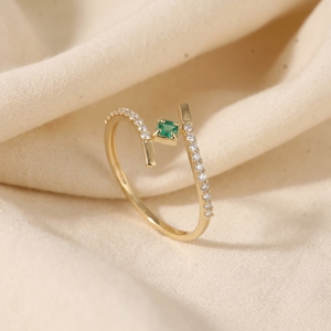 Bague en or massif 10 carats avec diamant cultivé en laboratoire et émeraude colombienne, bague croisée pour femme, bijoux de fiançailles certifiés IGI - Product Image 4