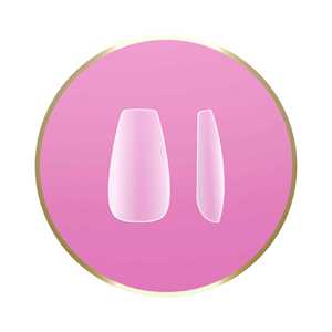 Uñas postizas de media cubierta medianas con diseño de ataúd y patrón cuadrado HNT04 Código de barras 800307850915 Diseño de gel suave para dedos - Product Image 3