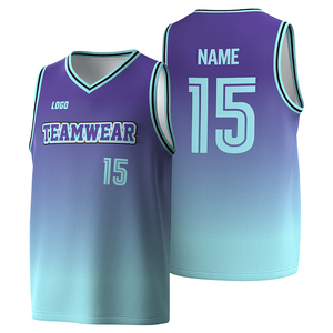 Maillot de basket-ball personnalisé à dégradé de couleurs, unisexe, sans manches, col en V, vêtements d'équipe avec nom et numéro - Product Image 1