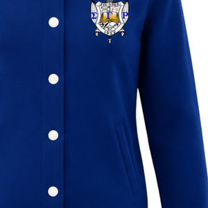 เสื้อแจ็คเก็ตบอมเบอร์ผ้าซาตินสำหรับผู้หญิง Sigma Gamma Rho แบบซิปด้านหน้า แขนเสื้อแบบริบ  ชุดลำลองสไตล์กรีก  ขายส่งแบบกำหนดเองได้ - Product Image 6