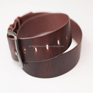 Ceinture décontractée en cuir marron de qualité supérieure pour homme avec boucle à ardillon en laiton argenté antique massif - Product Image 3