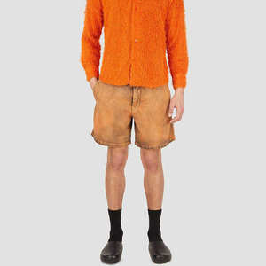 Pantalones Cortos de Lona de Algodón Lavado para Hombre, Cintura Media Elástica, Color Sólido Informal, Transpirables - Product Image 3