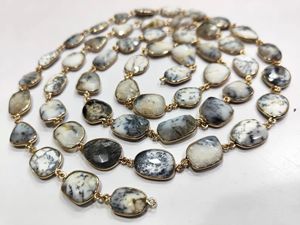 Natural Dendrite Opal Free Shape Bezel Connector Chain Sold per foot - Product Image 5