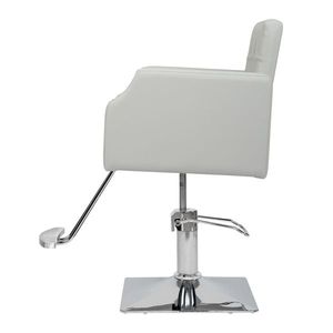 Fauteuil de Barbier en Alliage d'Aluminium et Cuir PVC Gris 150 kg avec Pompe à Huile Haute Pression, Châssis Carré, Pédale à Rivets, Durable et Confortable - Product Image 2
