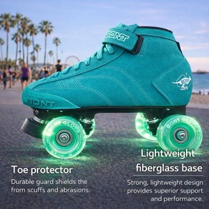 Patines profesionales Prostar Soft Teal Suede con ruedas LED que se iluminan - Para interiores y exteriores - Patines de ruedas - Product Image 4