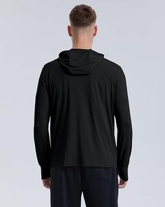 Sudadera con Capucha Negra para Hombre, con Cierre, Manga Larga, Deportiva, Transpirable, de Poliéster Tejido, para Fitness y Jogging - Product Image 2