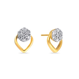 Boucles d'oreilles clous en or jaune avec diamants naturels taille brillant rond, design minimaliste, pour femme, à porter au quotidien - Product Image 3