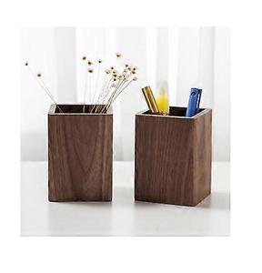 <b>Wood</b> Color Pencil Holder Laser Engraving Square Shape Rustic <b>Solid</b> <b>Wood</b> <b>Desk</b> Pen Stand Handcrafted Organizer Pen Holder - Product Image 1