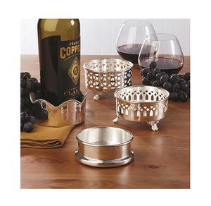 Silver Plate Barware & Restaurant Table Organizer Wine Bottle Coaster Handcrafted Aluminium Embossed Grapes Leaf Design coaster - Product Image 4