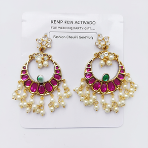 Kemp Gold Plated Pearl and Diamond Chandelier Drop Earrings for Wedding Party Gift - Product Image 3