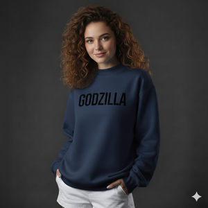 Winter/Autumn Women's Fleece Terry Mock Neck Oversize <b>Drop</b> Shoulder Long Sleeve Sweatshirt-Polyester/Cotton Custom Printed Front - Product Image 5